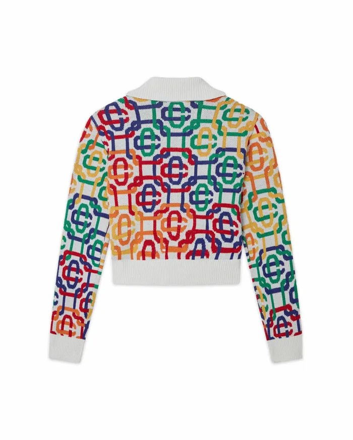 Knitwear Women Casablanca Paris Rainbow Monogram Cropped Zip Up Jumper Knitwear Women Casablanca Paris Rainbow Monogram Cropped Zip Up Jumper