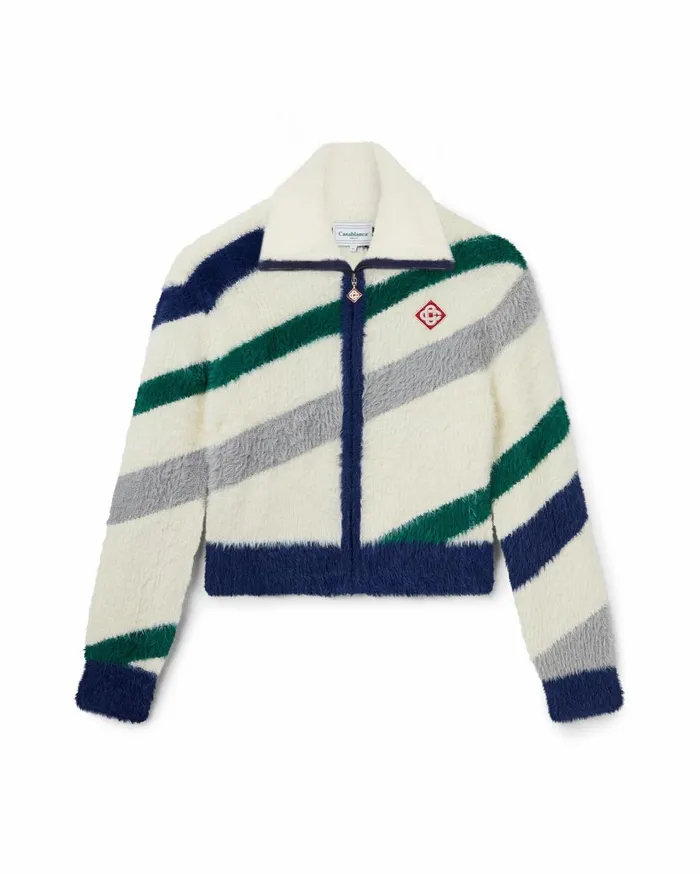 Knitwear Women Casablanca Paris Striped Fluffy Zip Up Jumper