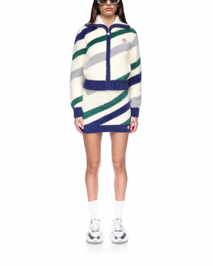Knitwear Women Casablanca Paris Striped Fluffy Zip Up Jumper
