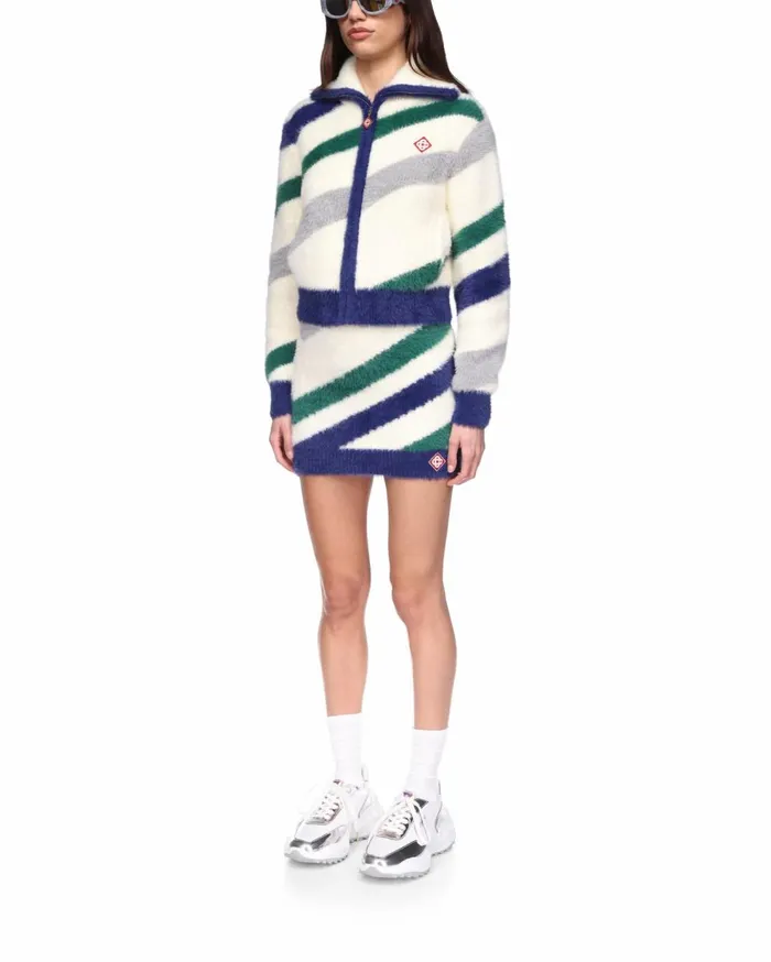 Knitwear Women Casablanca Paris Striped Fluffy Zip Up Jumper