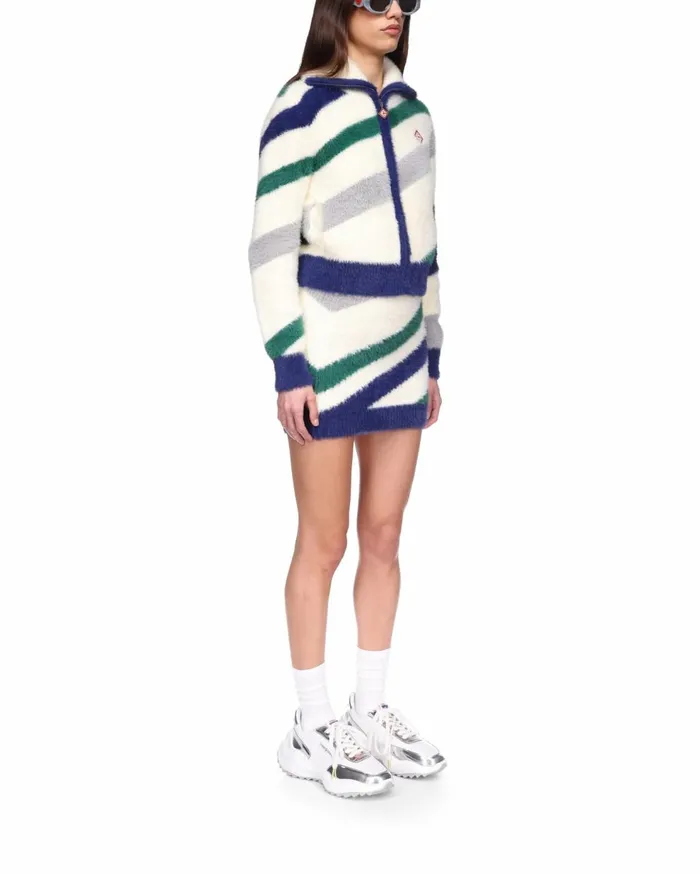 Knitwear Women Casablanca Paris Striped Fluffy Zip Up Jumper