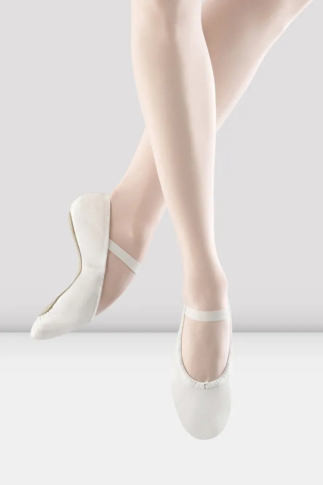 Ladies Dansoft Leather Ballet Shoes White Leather Adult Ballet Bloch