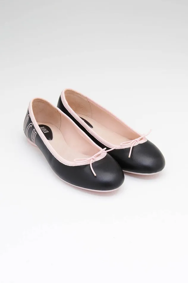 Ladies Lyra Ballet Flats Black Pink Leather Adult Ballet Flats Bloch