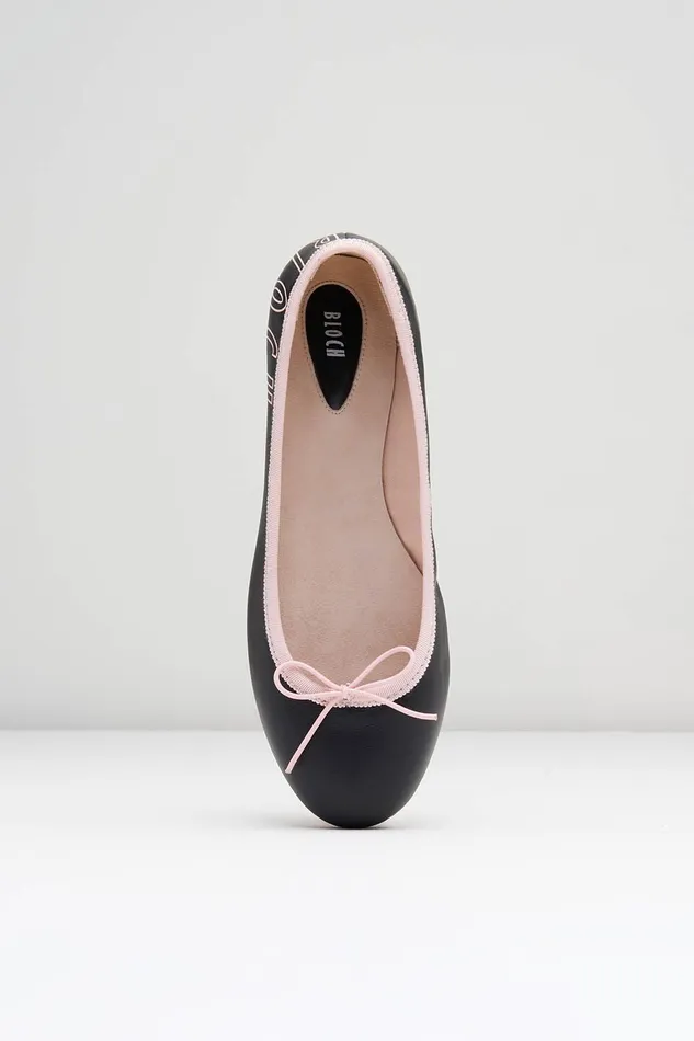 Ladies Lyra Ballet Flats Black Pink Leather Adult Ballet Flats Bloch