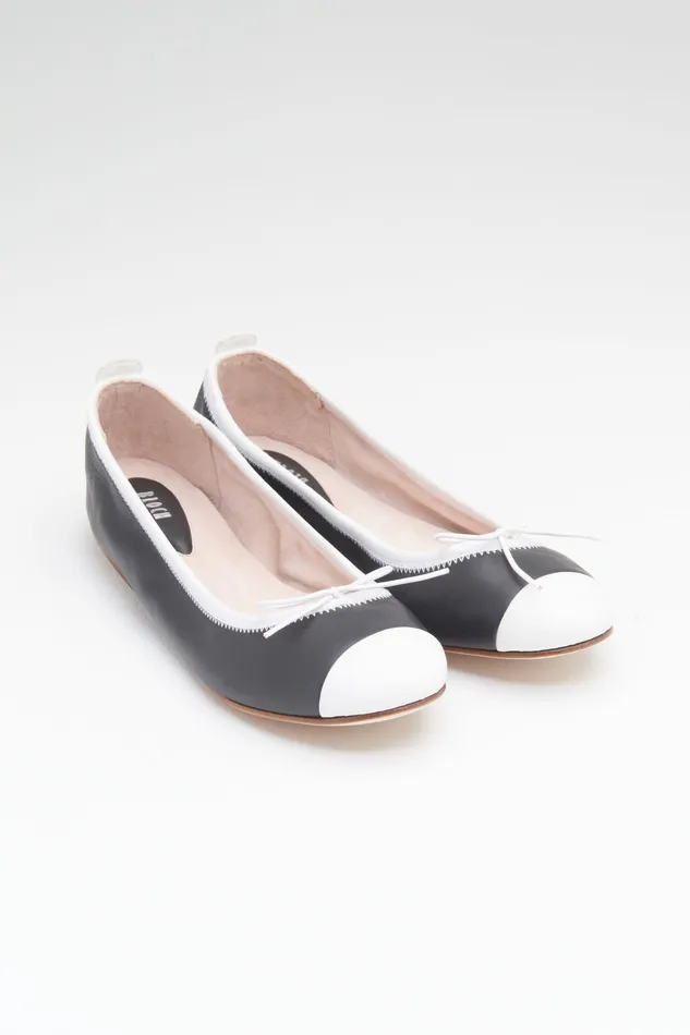 Ladies Rigel Ballet Flats Black White Leather Adult Ballet Flats Bloch