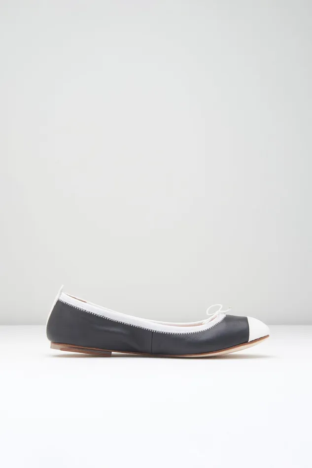 Ladies Rigel Ballet Flats Black White Leather Adult Ballet Flats Bloch