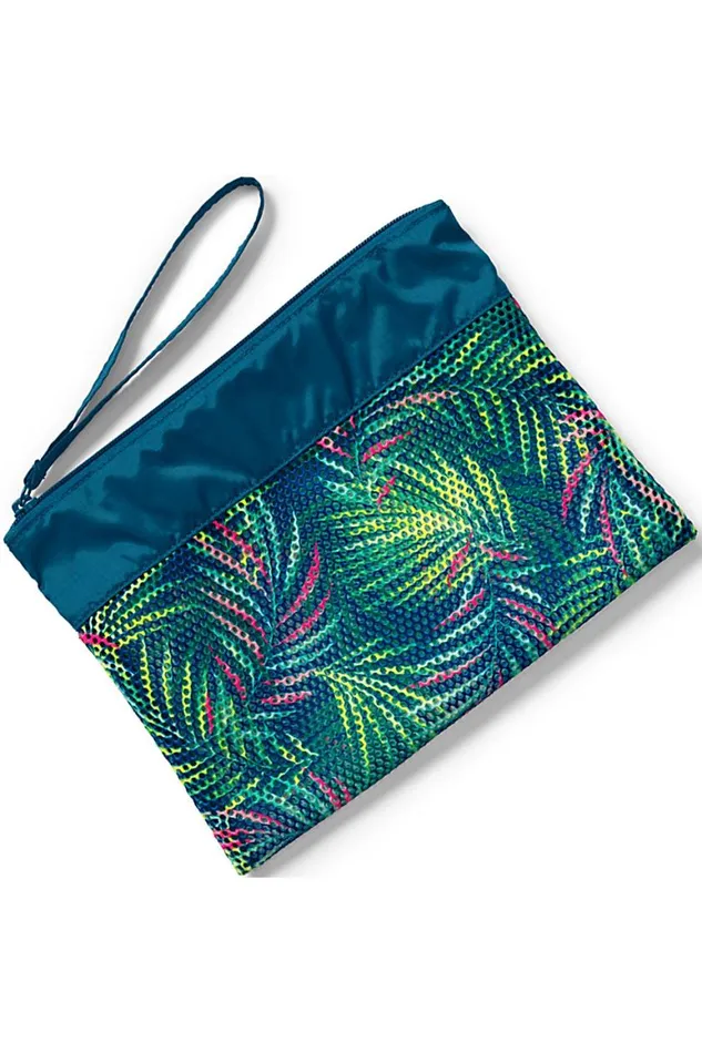 Lands039 End Accessories Men Medium Quick Dry Mesh Pouch Baltic Teal Multi Palm