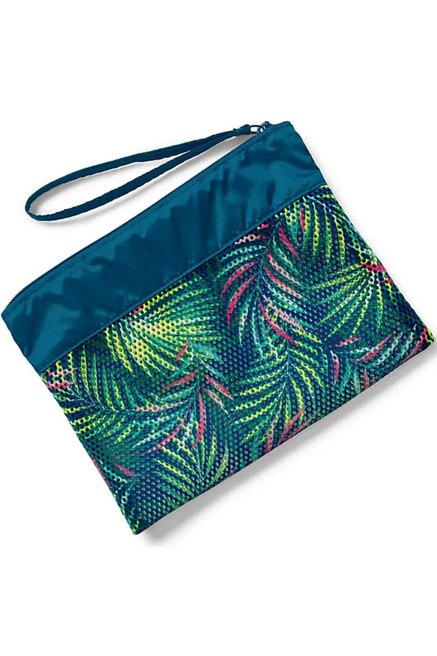 Lands039 End Accessories Men Medium Quick Dry Mesh Pouch Baltic Teal Multi Palm Lands039 End Accessories Men Medium Quick Dry Mesh Pouch Baltic Teal Multi Palm
