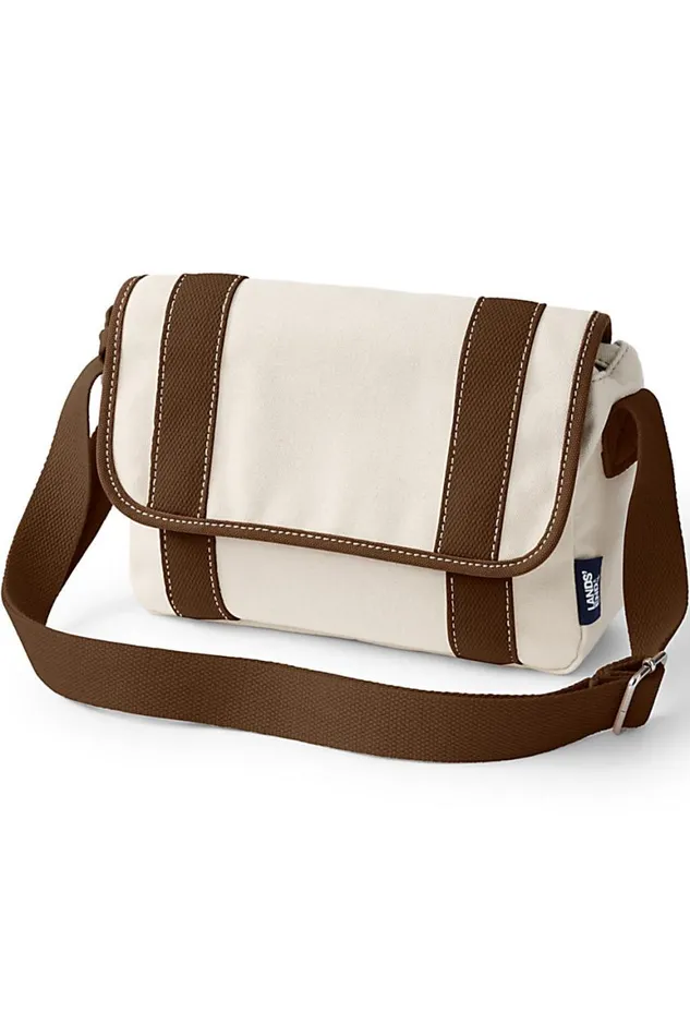 Lands039 End Accessories Men Solid Lightweight Canvas Crossbody Satchel Bag Natural