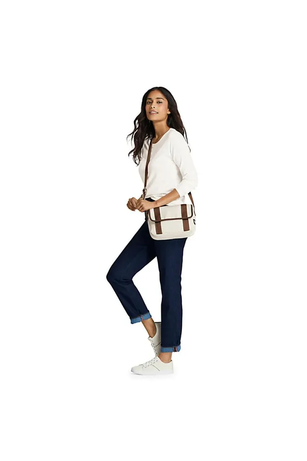 Lands039 End Accessories Men Solid Lightweight Canvas Crossbody Satchel Bag Natural Lands039 End Accessories Men Solid Lightweight Canvas Crossbody Satchel Bag Natural