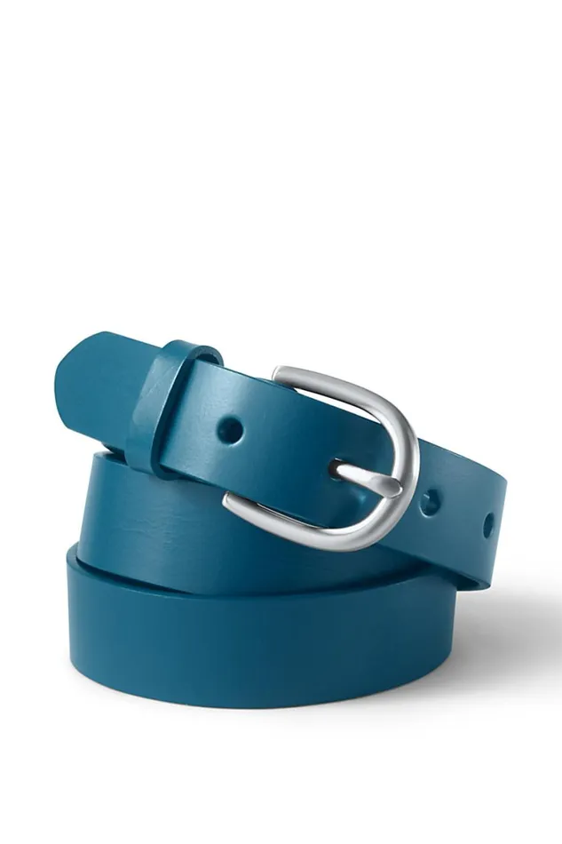 Lands039 End Accessories Women Classic Leather Belt Baltic Teal