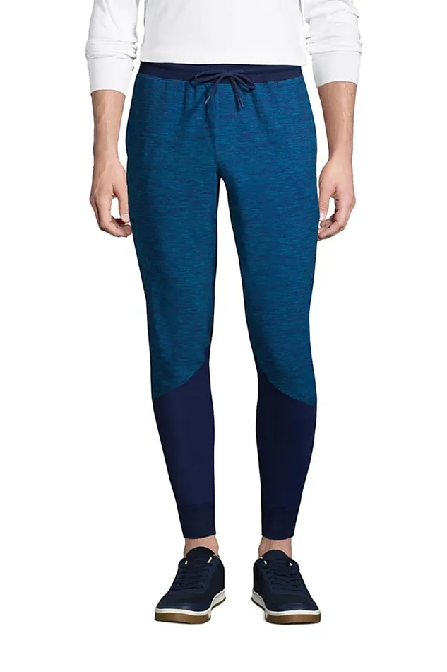 Lands039 End Activewear Men Active Hybrid Pull On Jogger Pants Baltic Teal Space Dye