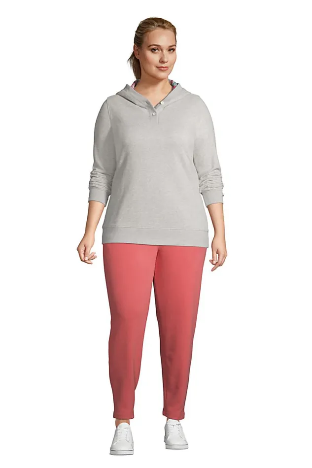Lands039 End Activewear Women Plus Size Serious Sweats Flannel Lined Button Hoodie Gray Heather Lands039 End Activewear Women Plus Size Serious Sweats Flannel Lined Button Hoodie Gray Heather