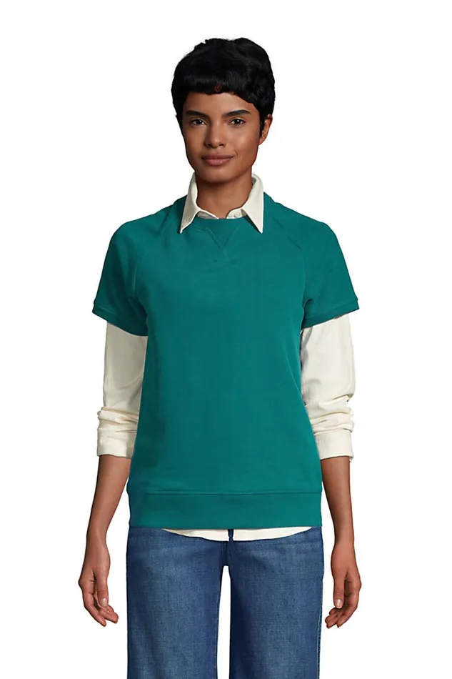Lands039 End Activewear Women Serious Sweats Short Sleeve Sweatshirt Jade Emerald Lands039 End Activewear Women Serious Sweats Short Sleeve Sweatshirt Jade Emerald