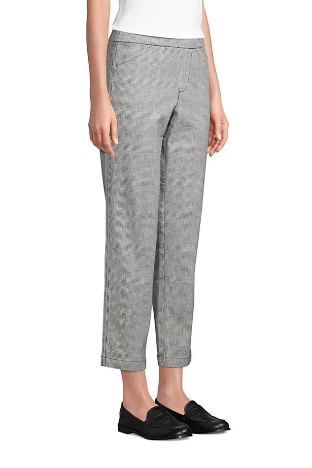 Lands039 End Capris and Crop Pants Women Mid Rise Pull On Chino Crop Pants Black Glen Plaid Lands039 End Capris and Crop Pants Women Mid Rise Pull On Chino Crop Pants Black Glen Plaid