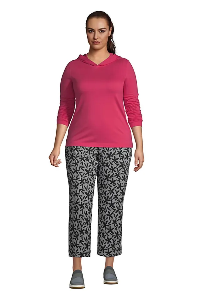 Lands039 End Capris and Crop Pants Women Plus Size Starfish Mid Rise Elastic Waist Pull On Crop Pants Print Black Stripe Floral Lands039 End Capris and Crop Pants Women Plus Size Starfish Mid Rise Elastic Waist Pull On Crop Pants Print Black Stripe Floral