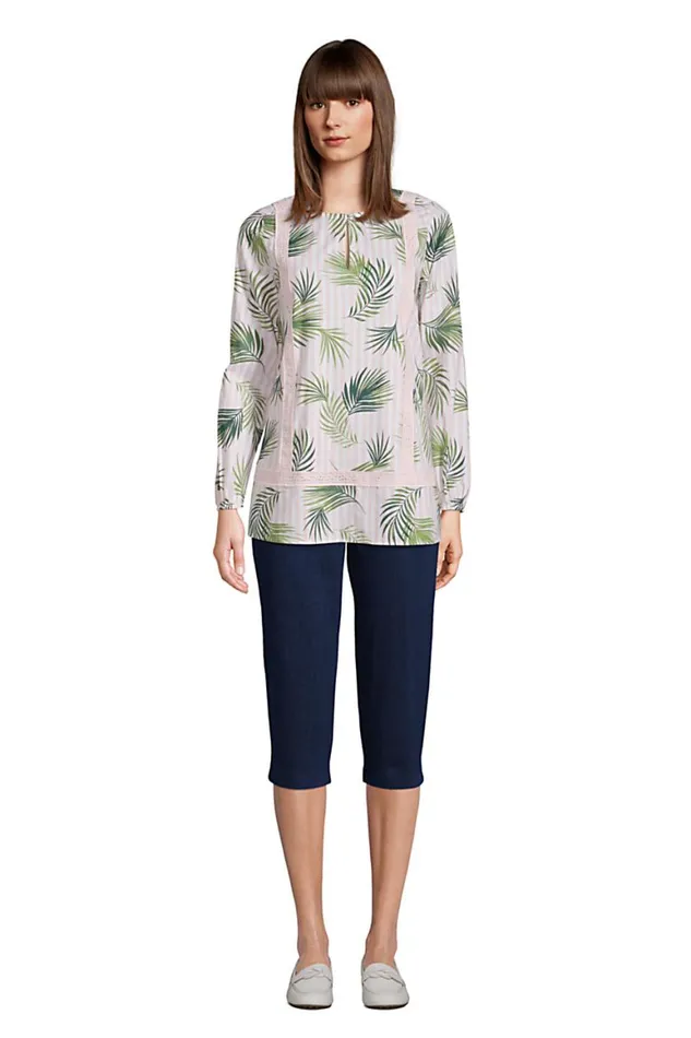Lands039 End Capris and Crop Pants Women Sport Knit Denim High Rise Elastic Waist Pull On Capri Pants Dark Indigo Lands039 End Capris and Crop Pants Women Sport Knit Denim High Rise Elastic Waist Pull On Capri Pants Dark Indigo
