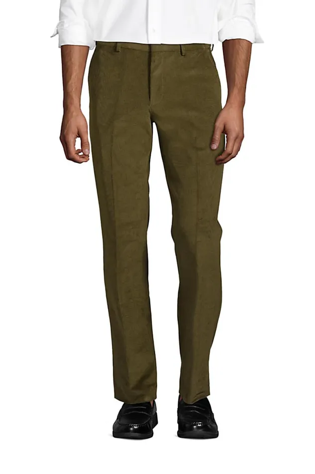 Lands039 End Chinos and Casual Pants Men Comfort Waist Comfortfirst Fine Wale Corduroy Dress Pants Forest Moss