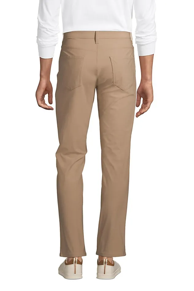 Lands039 End Chinos and Casual Pants Men Straight Fit Knit Performance 5 Pocket Pants Radiant Navy