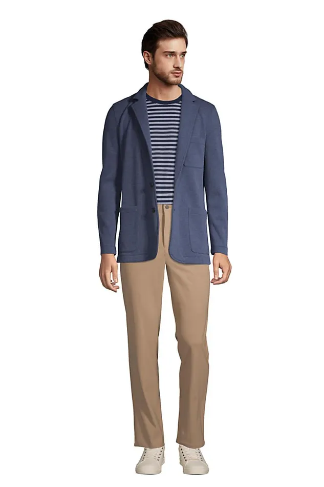 Lands039 End Chinos and Casual Pants Men Straight Fit Knit Performance 5 Pocket Pants Radiant Navy