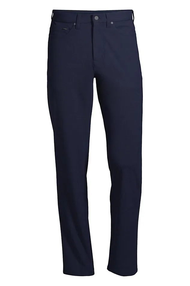Lands039 End Chinos and Casual Pants Men Straight Fit Knit Performance 5 Pocket Pants Radiant Navy