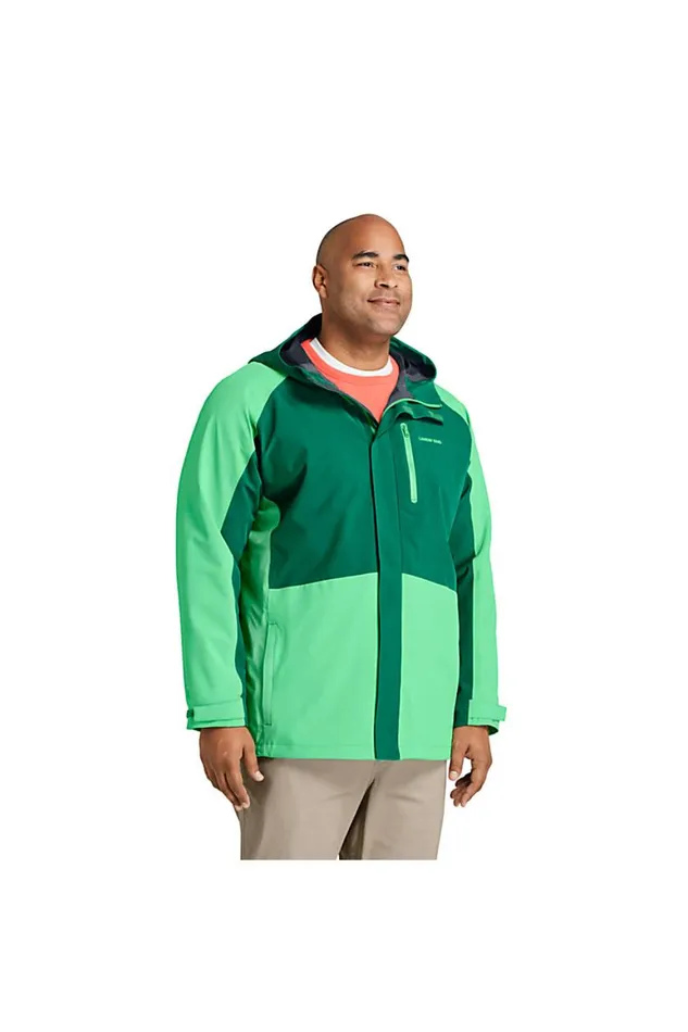 Lands039 End Coats and Jackets Men Big And Tall Packable 25 Layer Waterproof Stretch Shell Rain Jacket With Hood Turquoise Tie Dye Colorblock