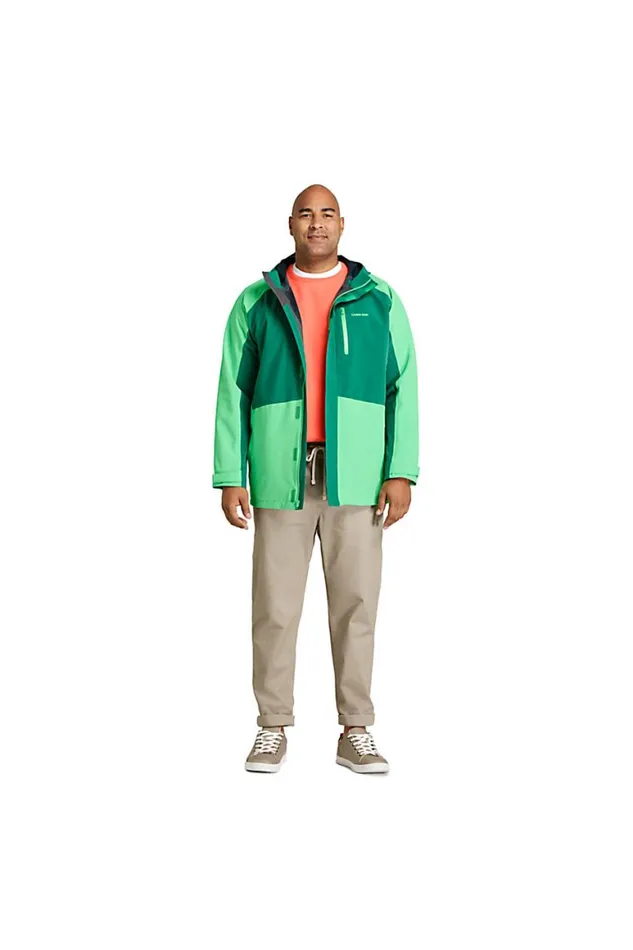 Lands039 End Coats and Jackets Men Big And Tall Packable 25 Layer Waterproof Stretch Shell Rain Jacket With Hood Turquoise Tie Dye Colorblock