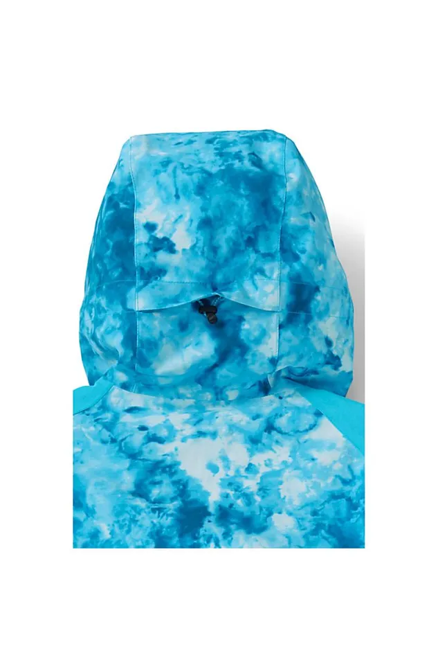 Lands039 End Coats and Jackets Men Big And Tall Packable 25 Layer Waterproof Stretch Shell Rain Jacket With Hood Turquoise Tie Dye Colorblock