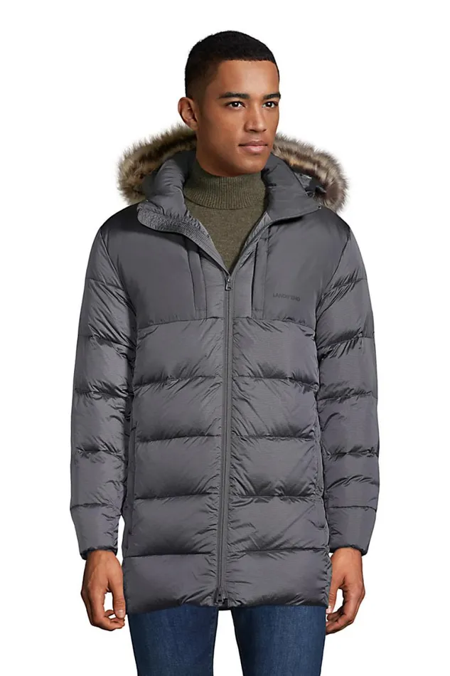 Lands039 End Coats and Jackets Men Down Wide Channel Parka Charcoal
