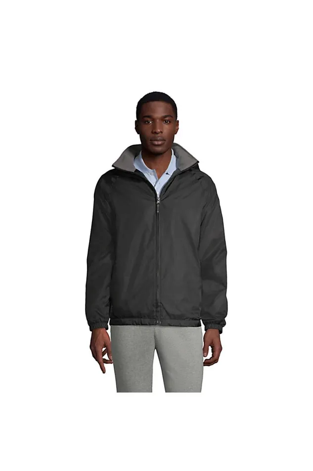 Lands039 End Coats and Jackets Men Fleece Lined Rain Jacket Black
