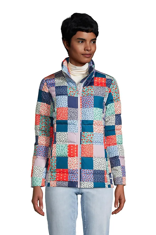 Lands039 End Coats and Jackets Women 600 Down Winter Puffer Jacket Print Multi Patchwork Floral Lands039 End Coats and Jackets Women 600 Down Winter Puffer Jacket Print Multi Patchwork Floral