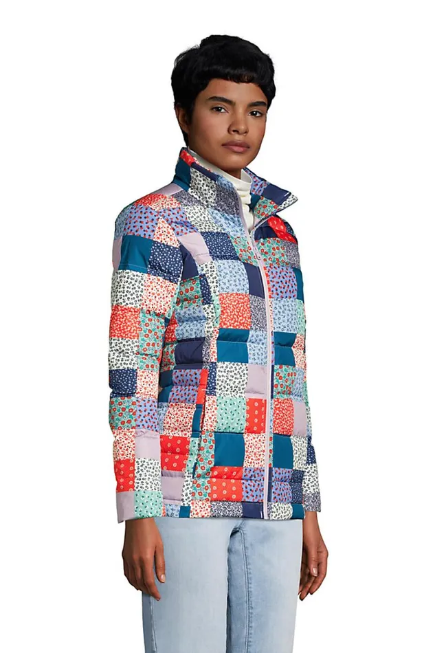 Lands039 End Coats and Jackets Women 600 Down Winter Puffer Jacket Print Multi Patchwork Floral Lands039 End Coats and Jackets Women 600 Down Winter Puffer Jacket Print Multi Patchwork Floral