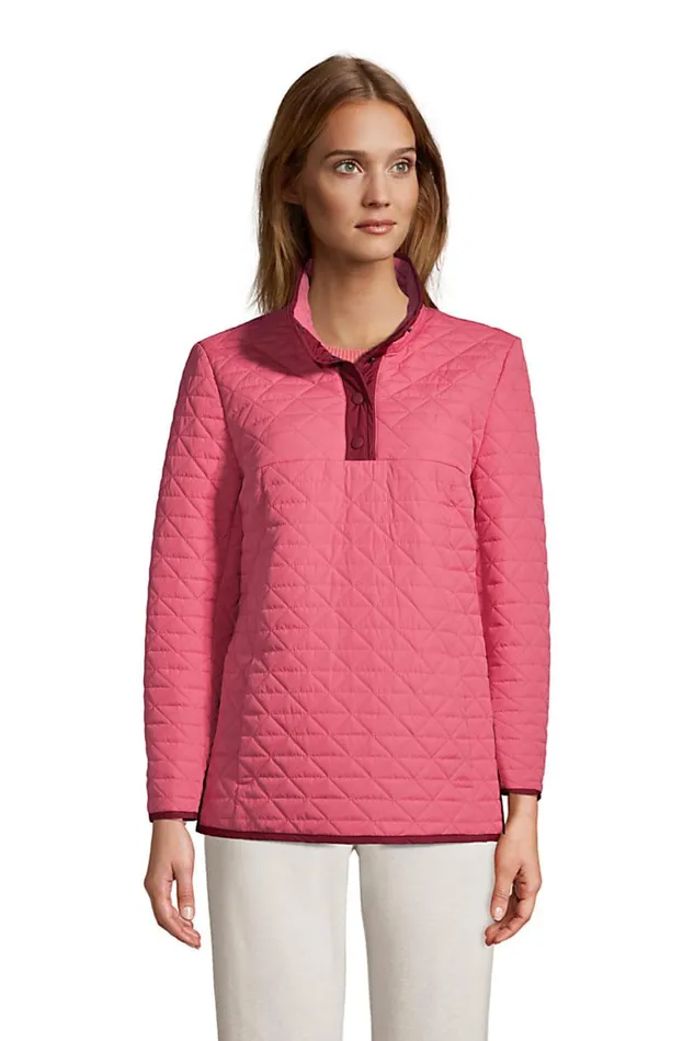 Lands039 End Coats and Jackets Women Insulated Quilted Snap Neck Pullover Soft Mojave Rose Lands039 End Coats and Jackets Women Insulated Quilted Snap Neck Pullover Soft Mojave Rose