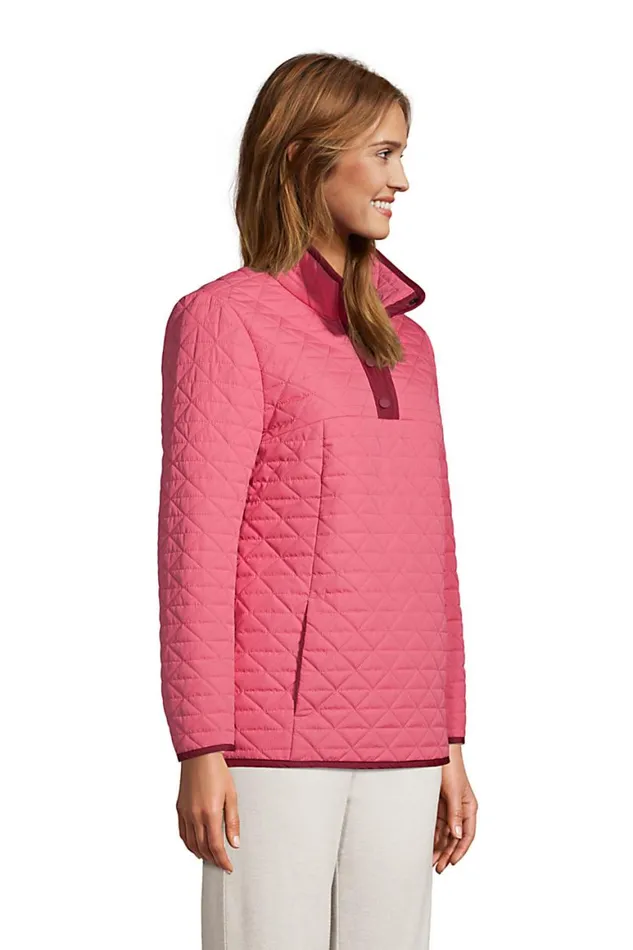 Lands039 End Coats and Jackets Women Insulated Quilted Snap Neck Pullover Soft Mojave Rose Lands039 End Coats and Jackets Women Insulated Quilted Snap Neck Pullover Soft Mojave Rose