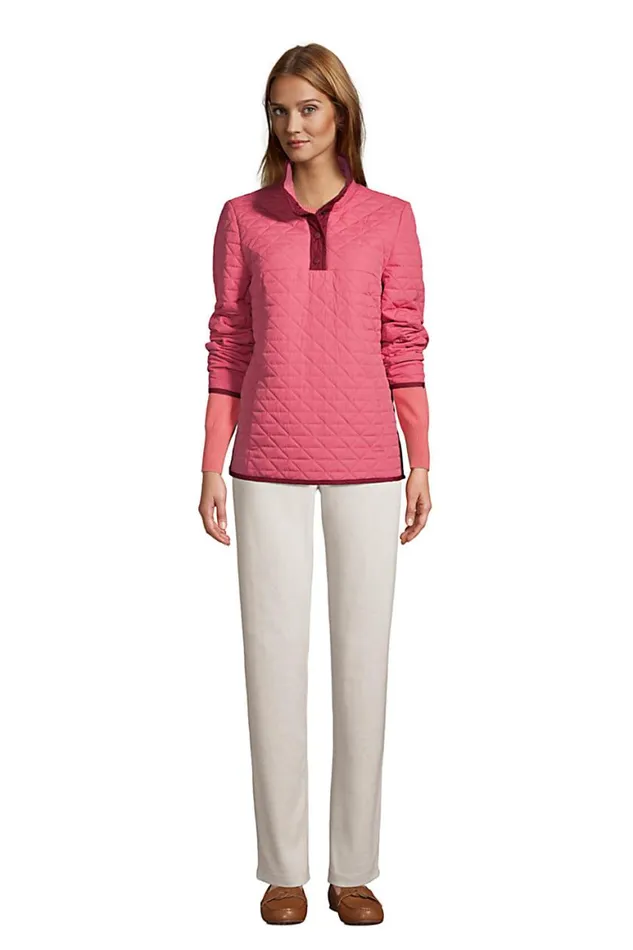Lands039 End Coats and Jackets Women Insulated Quilted Snap Neck Pullover Soft Mojave Rose Lands039 End Coats and Jackets Women Insulated Quilted Snap Neck Pullover Soft Mojave Rose