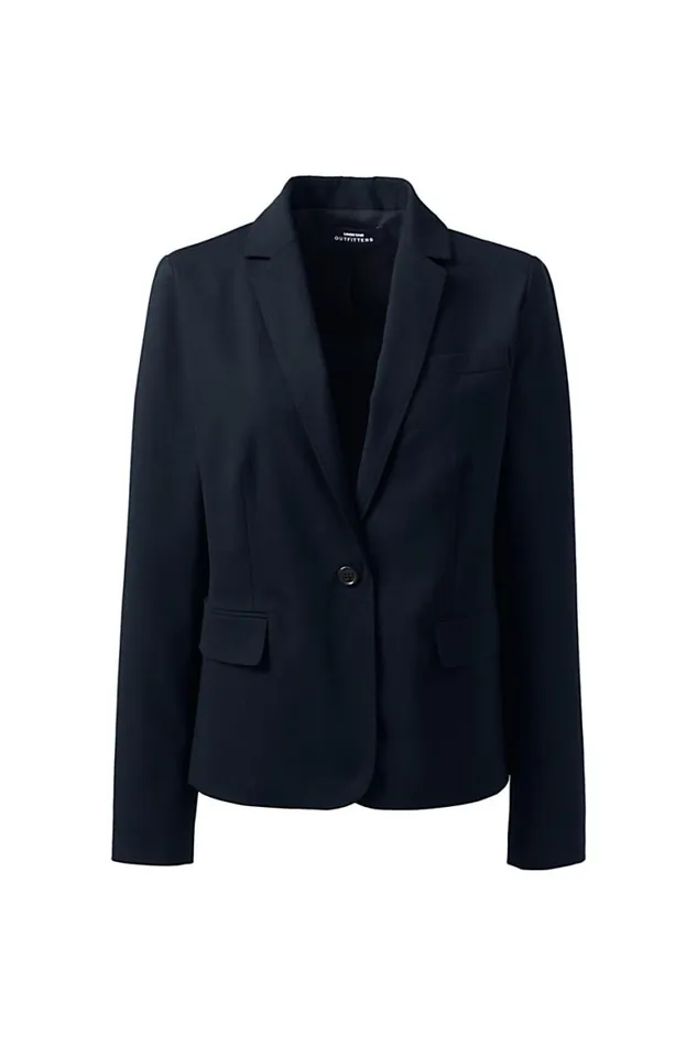 Lands039 End Coats and Jackets Women Petite Washable Wool Modern 1 Button Blazer Black Lands039 End Coats and Jackets Women Petite Washable Wool Modern 1 Button Blazer Black