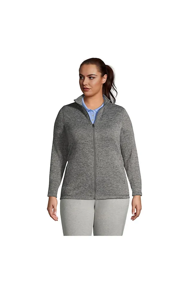 Lands039 End Coats and Jackets Women Plus Size Sweater Fleece Jacket Arctic Gray Heather Lands039 End Coats and Jackets Women Plus Size Sweater Fleece Jacket Arctic Gray Heather