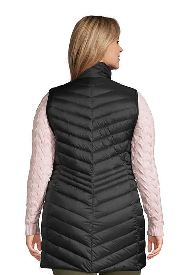 Lands039 End Coats and Jackets Women Plus Size Ultra Lightweight Packable Down Vest Black