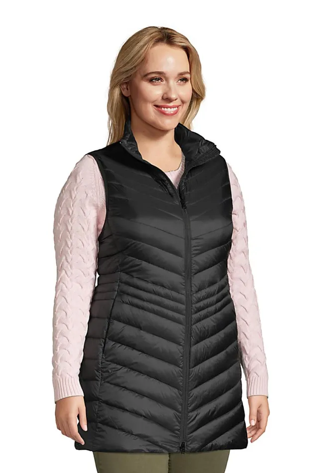 Lands039 End Coats and Jackets Women Plus Size Ultra Lightweight Packable Down Vest Black