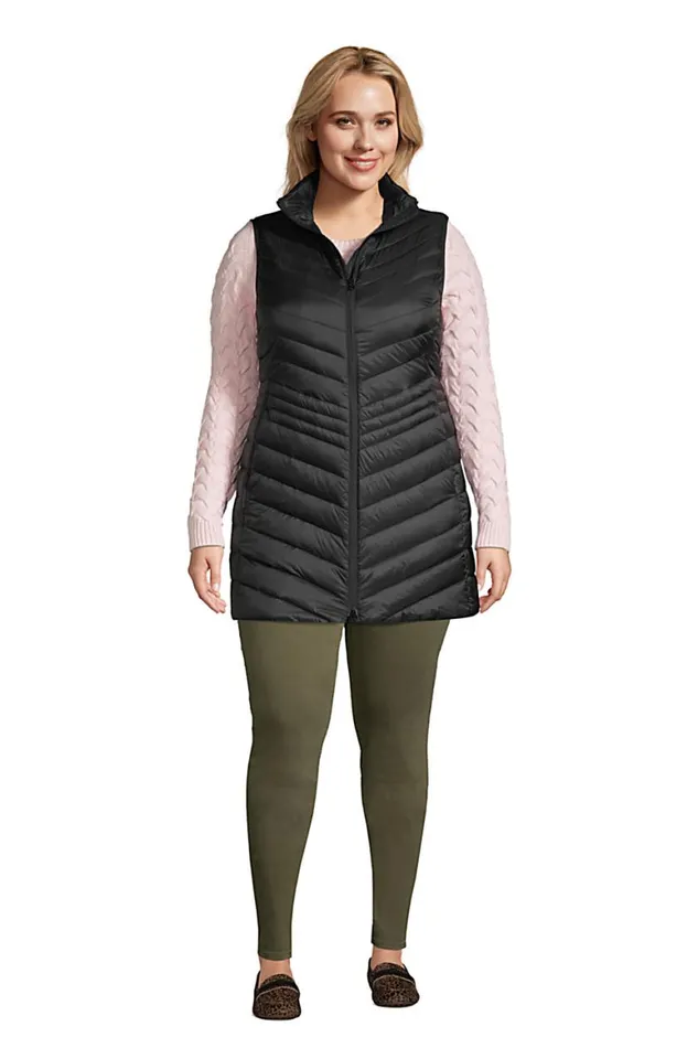 Lands039 End Coats and Jackets Women Plus Size Ultra Lightweight Packable Down Vest Black