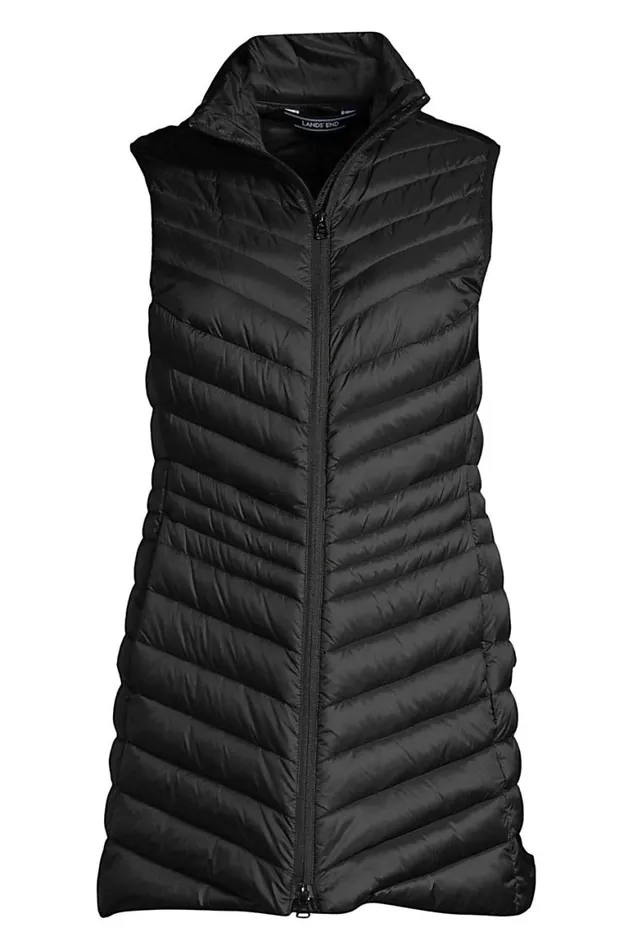 Lands039 End Coats and Jackets Women Plus Size Ultra Lightweight Packable Down Vest Black