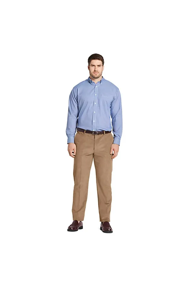Lands039 End Dress Shirts Men Big And Tall Traditional Fit Pattern No Iron Supima Pinpoint Buttondown Collar Dress Shirt Rich Sapphire Check