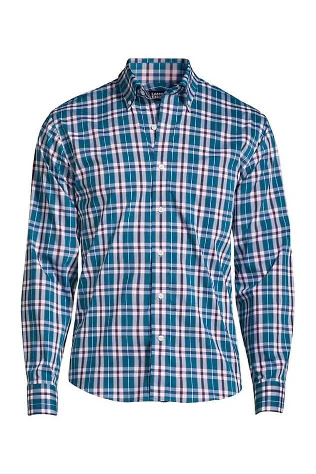 Lands039 End Dress Shirts Men Traditional Fit Comfortfirst Shirt With Coolmax Baltic Teal Plaid Lands039 End Dress Shirts Men Traditional Fit Comfortfirst Shirt With Coolmax Baltic Teal Plaid