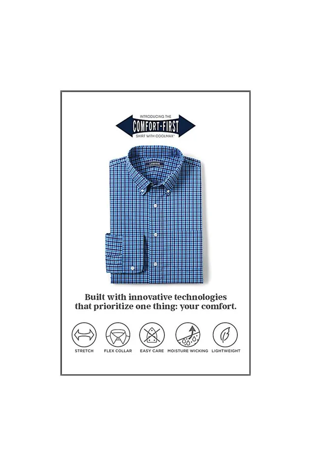 Lands039 End Dress Shirts Men Traditional Fit Comfortfirst Shirt With Coolmax Baltic Teal Plaid Lands039 End Dress Shirts Men Traditional Fit Comfortfirst Shirt With Coolmax Baltic Teal Plaid
