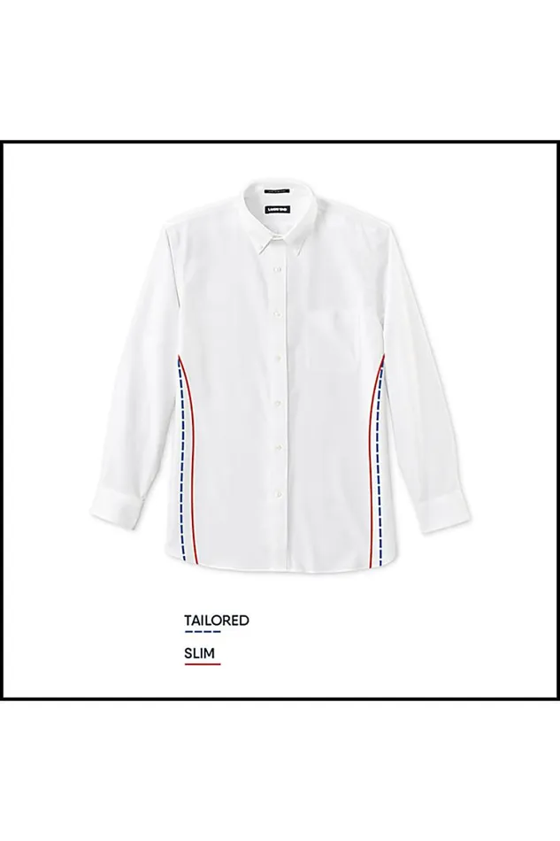 Lands039 End Dress Shirts Men Traditional Fit Short Sleeve Solid No Iron Supima Oxford Dress Shirt Blue