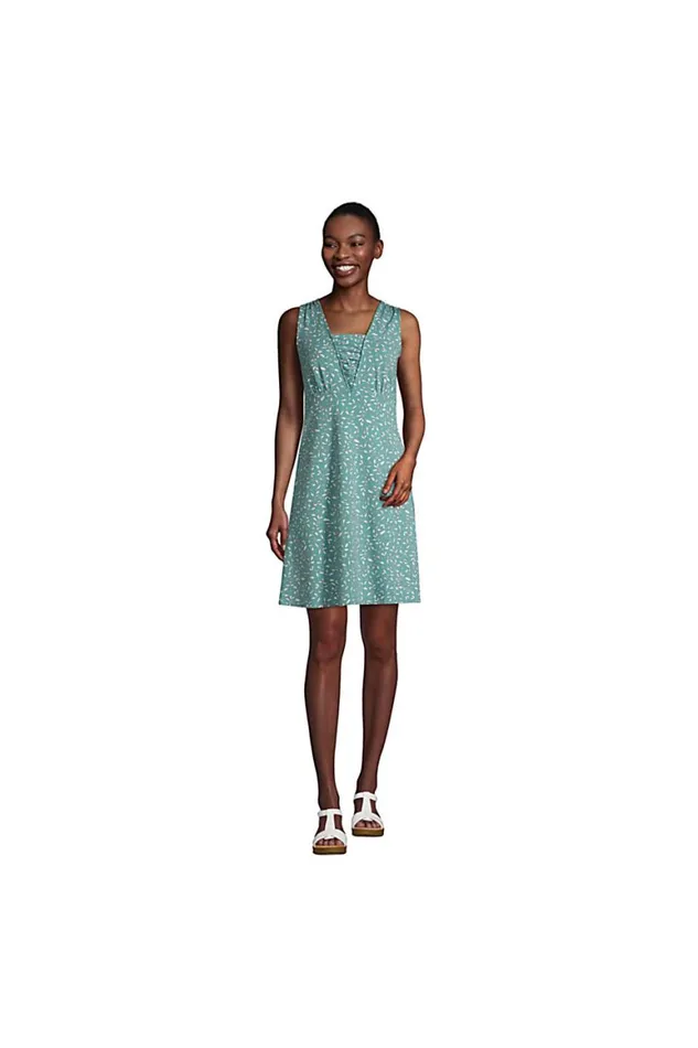 Lands039 End Dresses Women Blend Grecian Fit N Flare Dress Teal Shadow Floral Leaf Lands039 End Dresses Women Blend Grecian Fit N Flare Dress Teal Shadow Floral Leaf
