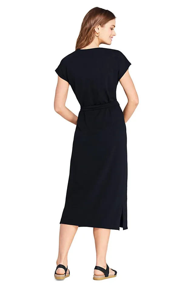 Lands039 End Dresses Women Petite Cap Sleeve Midi Tshirt Dress Black Lands039 End Dresses Women Petite Cap Sleeve Midi Tshirt Dress Black