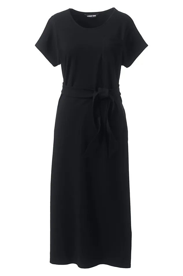 Lands039 End Dresses Women Petite Cap Sleeve Midi Tshirt Dress Black Lands039 End Dresses Women Petite Cap Sleeve Midi Tshirt Dress Black
