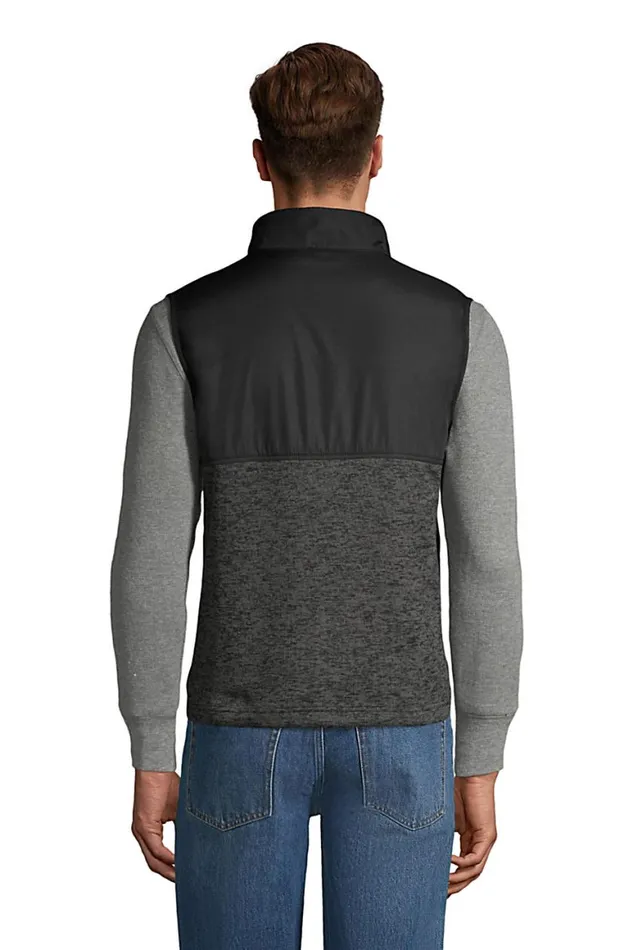 Lands039 End Fleece Men Hybrid Sweater Fleece Vest Dark Charcoal Heather Lands039 End Fleece Men Hybrid Sweater Fleece Vest Dark Charcoal Heather