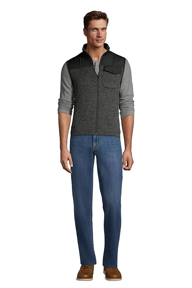Lands039 End Fleece Men Hybrid Sweater Fleece Vest Dark Charcoal Heather Lands039 End Fleece Men Hybrid Sweater Fleece Vest Dark Charcoal Heather